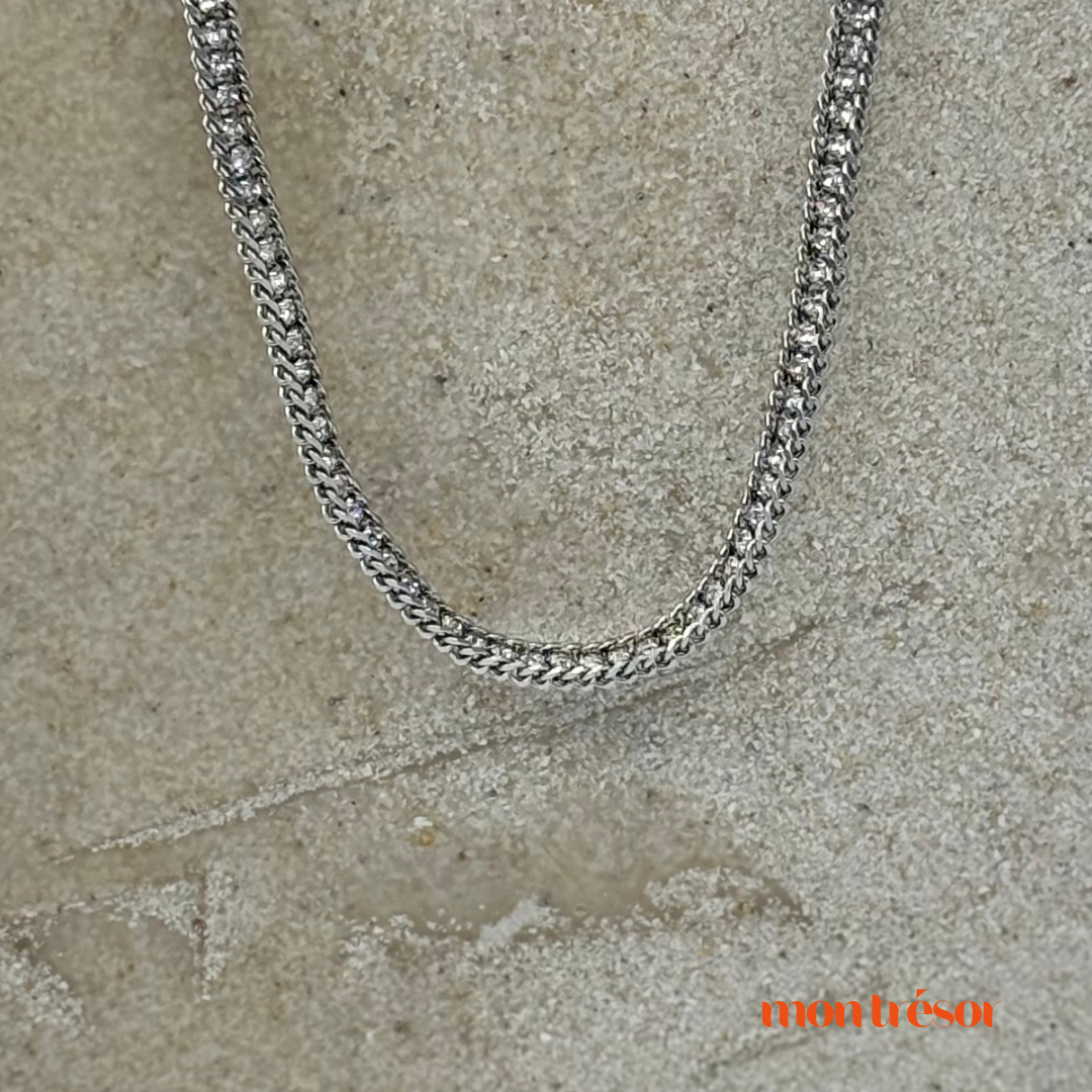 Chunky tennis necklace zilver