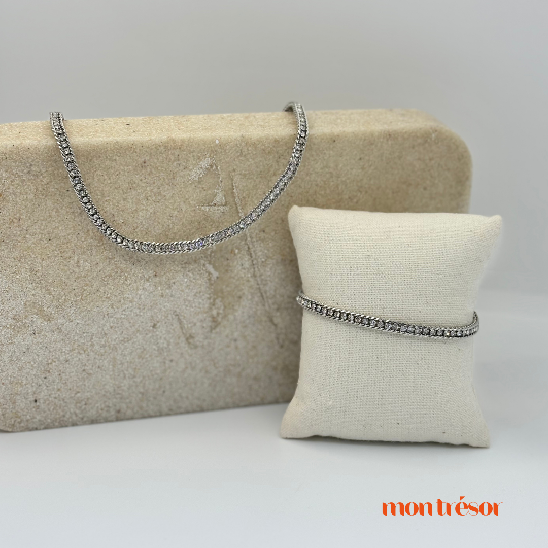 Chunky tennis necklace zilver