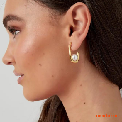 Half moon pearl earrings
