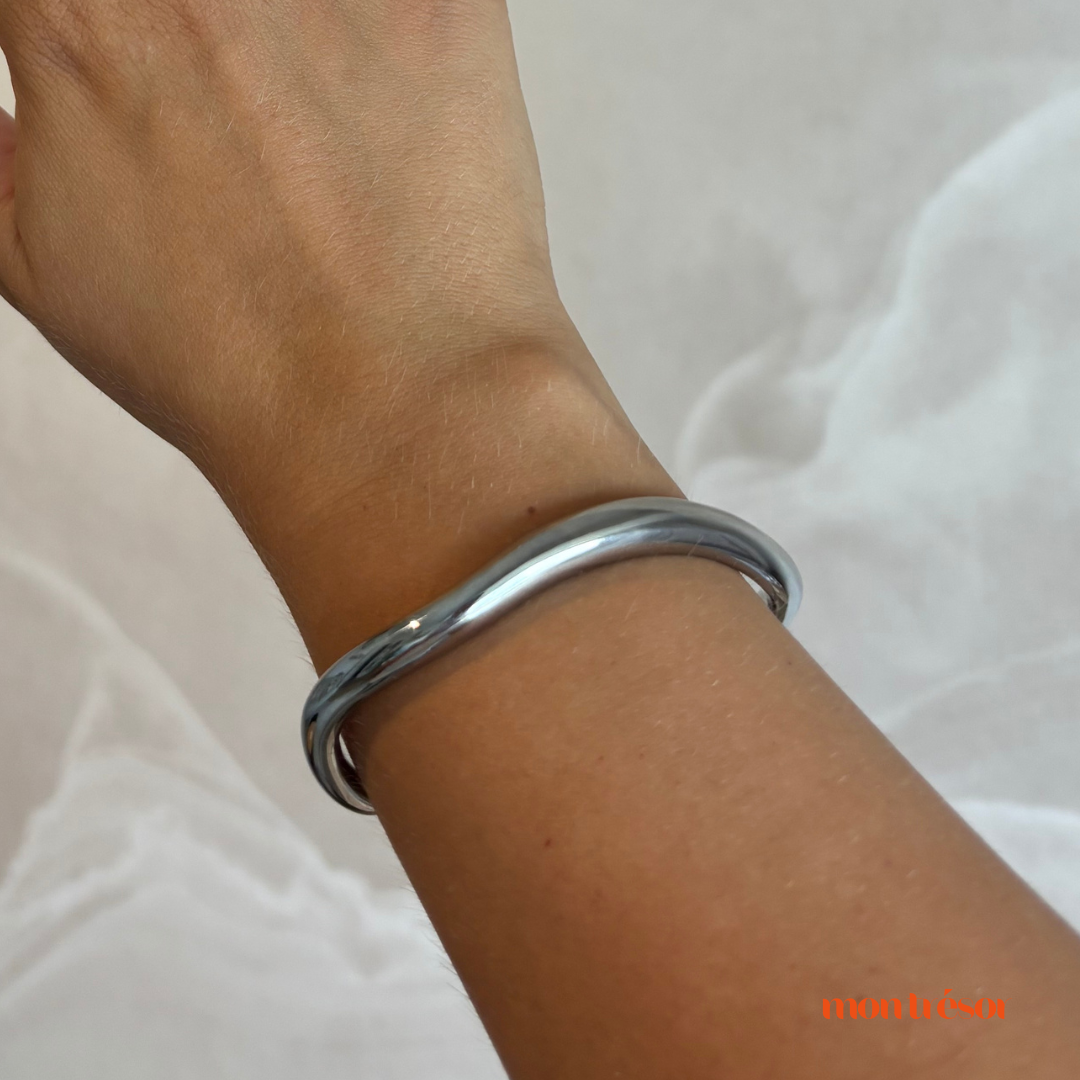 Wave bangle zilver