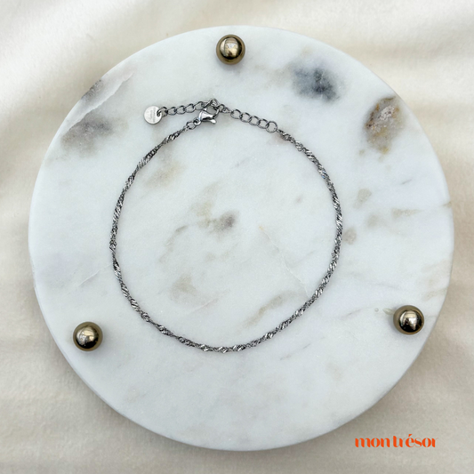 Twisted enkelbandje zilver