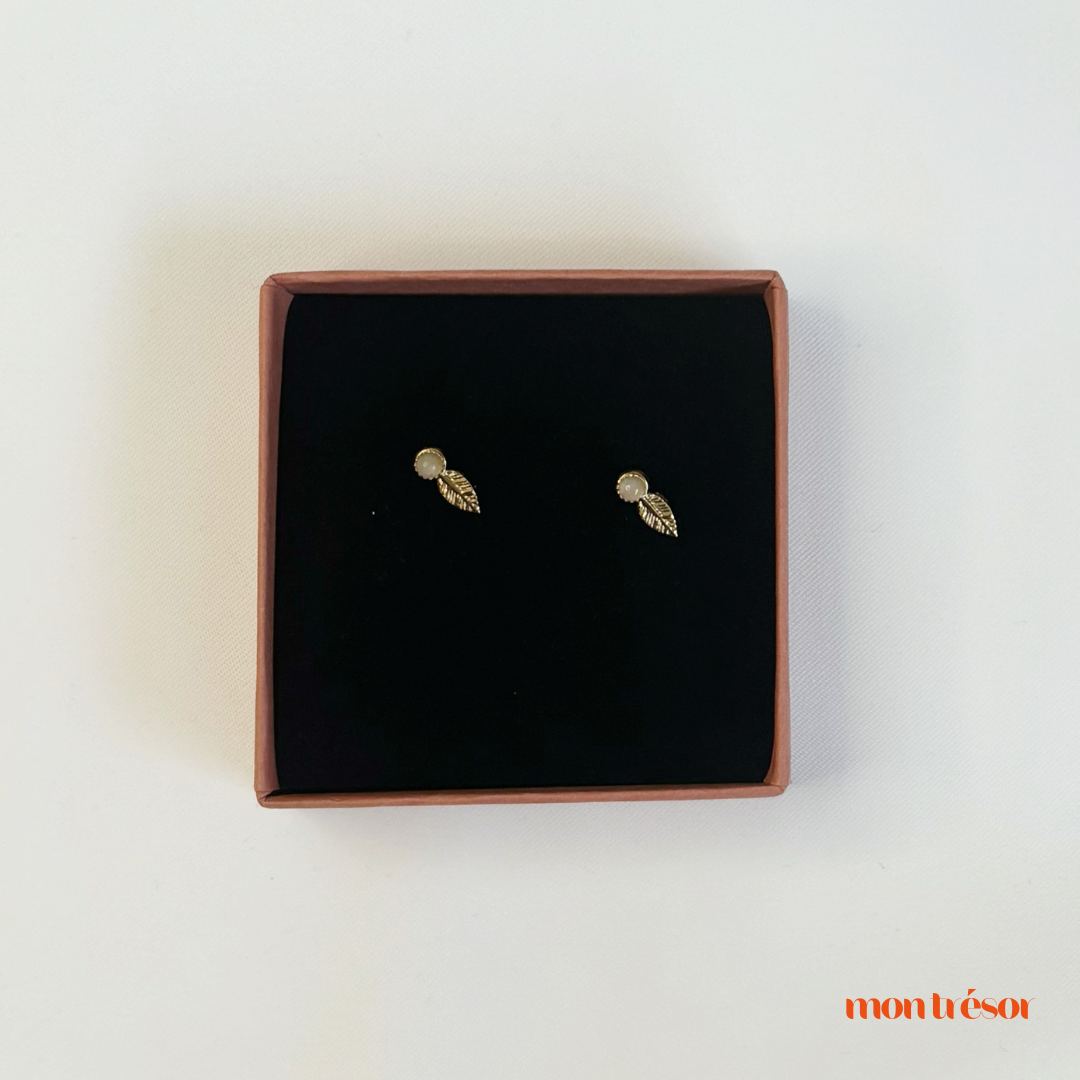 Leaf and Stone Studs