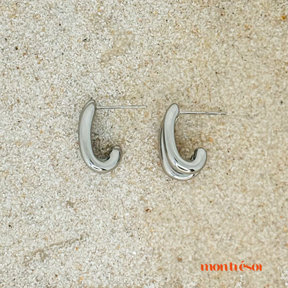 Stripe hoops zilver