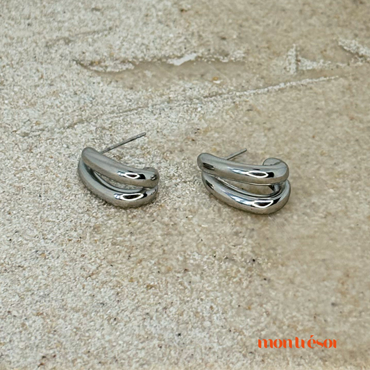 Stripe hoops zilver