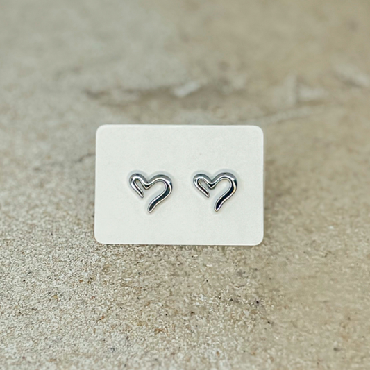 Open heart studs Zilver