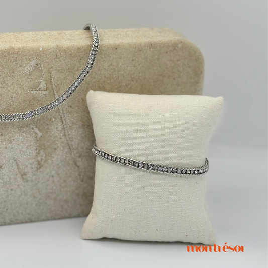 Chunky tennis necklace zilver